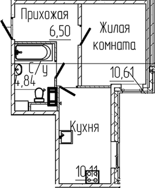 1-комнатная квартира 32.06 м², 4/8 эт., ЖК «SERTOLOVO PARK»